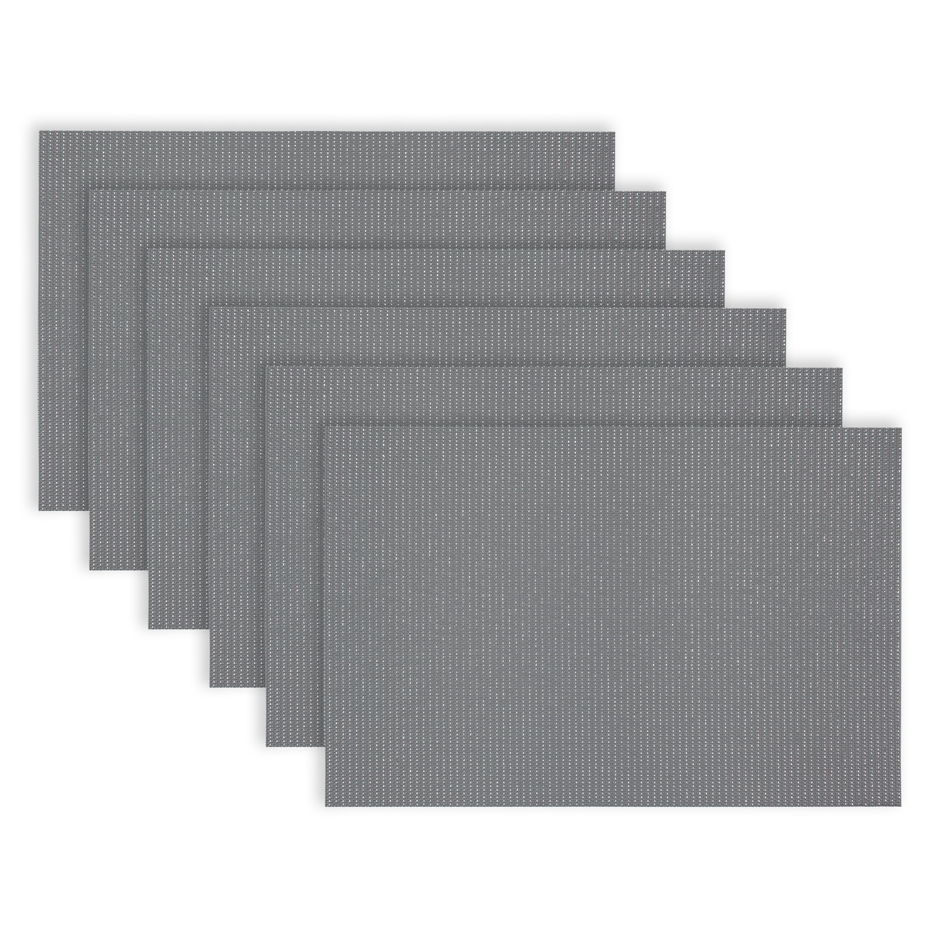 Silver Vinyl Reversible Rectangular Placemats Set of 6