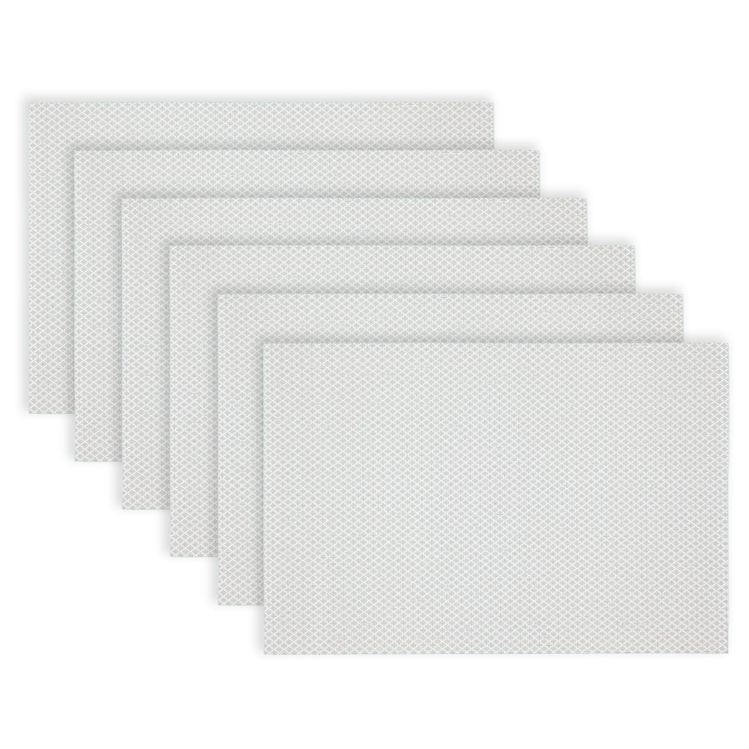 White Sparkle Vinyl Reversible Rectangular Placemats Set of 6