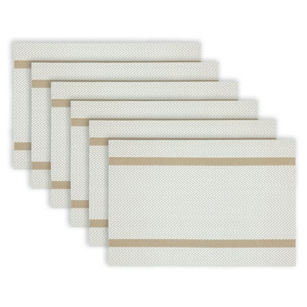 Dainty Home Set of 6 Placemats | Elegant and Durable | 12x18 in PVC Non-Slip Washable Place Mats | Tear-Resistant Heat | Resistant Placemats