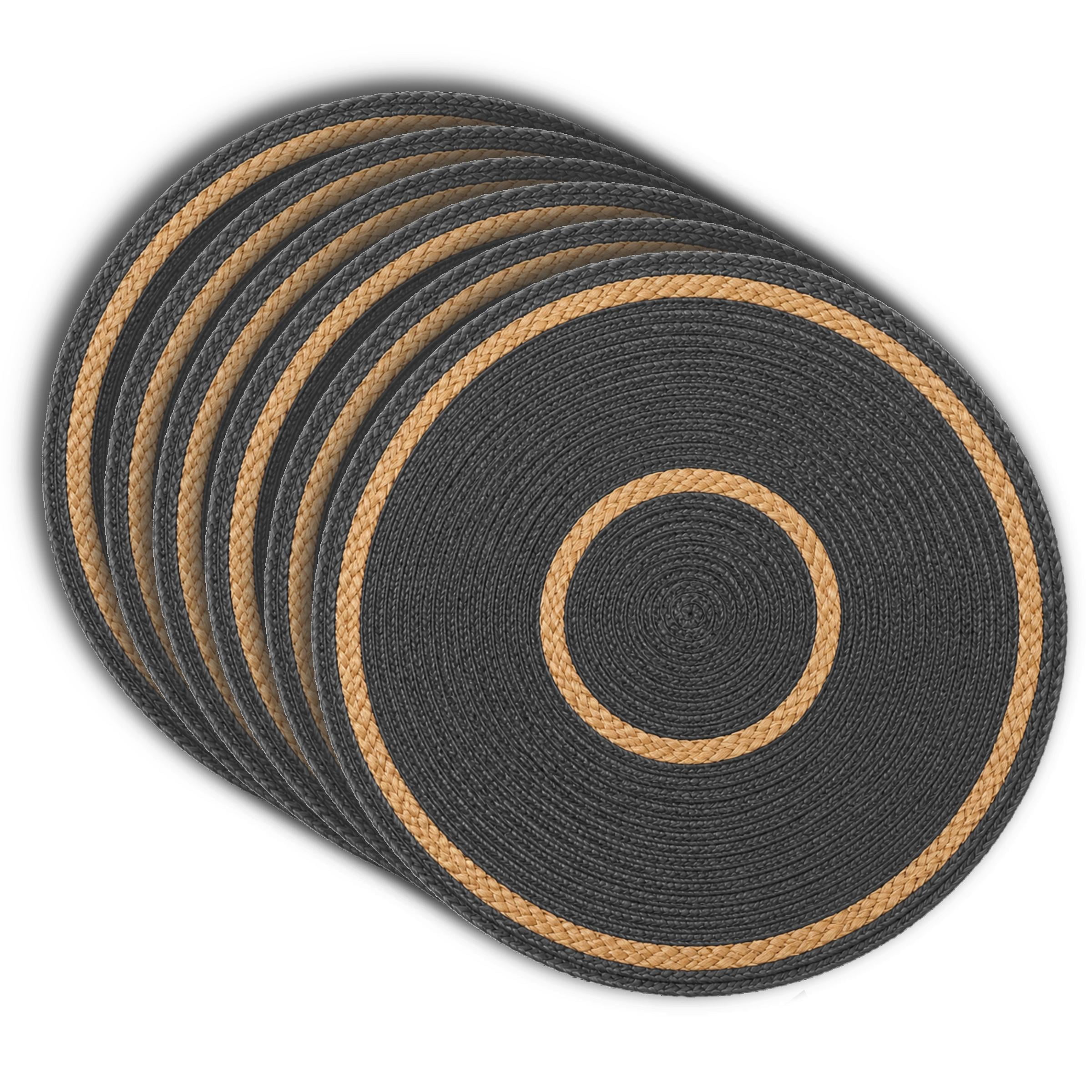 Dainty Home Set of 6 Placemats | Elegant and Durable | 15x15 in Round Woven Non-Slip Washable Place Mats | Tear-Resistant Heat | Resistant Placemats