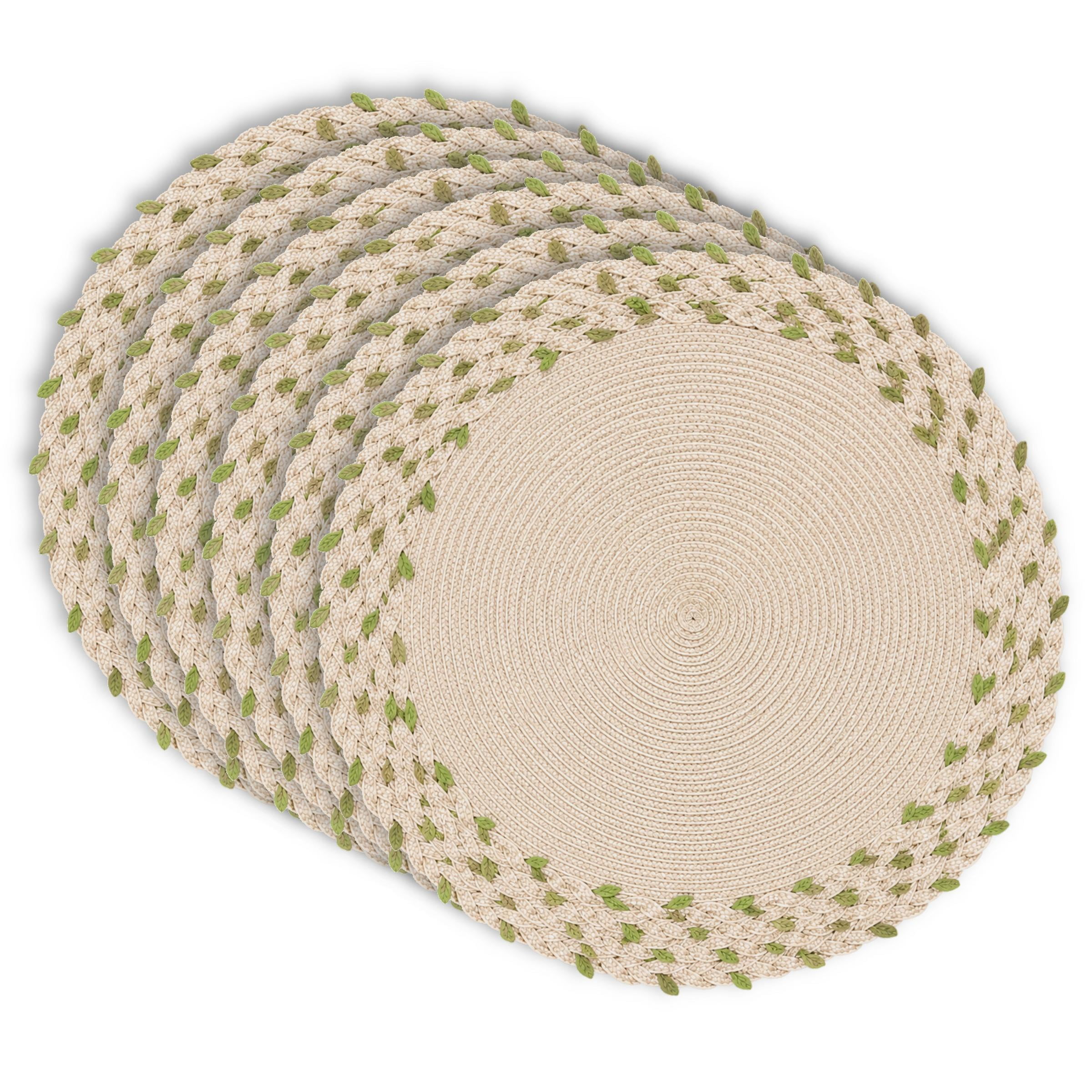 Dainty Home Set of 6 Placemats | Elegant and Durable | 15x15 in Round Woven Non-Slip Washable Place Mats | Tear-Resistant Heat | Resistant Placemats