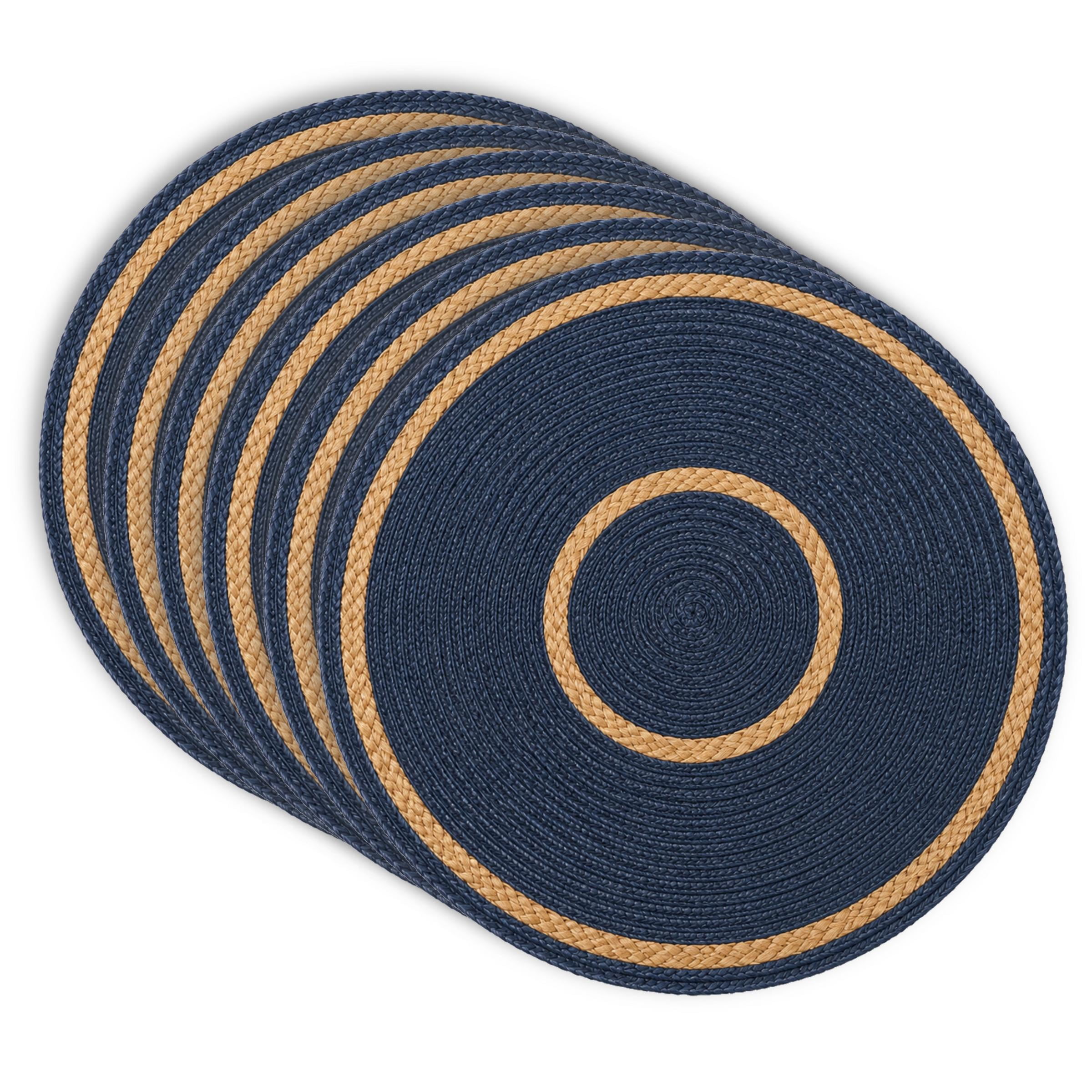 Dainty Home Set of 6 Placemats | Elegant and Durable | 15x15 in Round Woven Non-Slip Washable Place Mats | Tear-Resistant Heat | Resistant Placemats