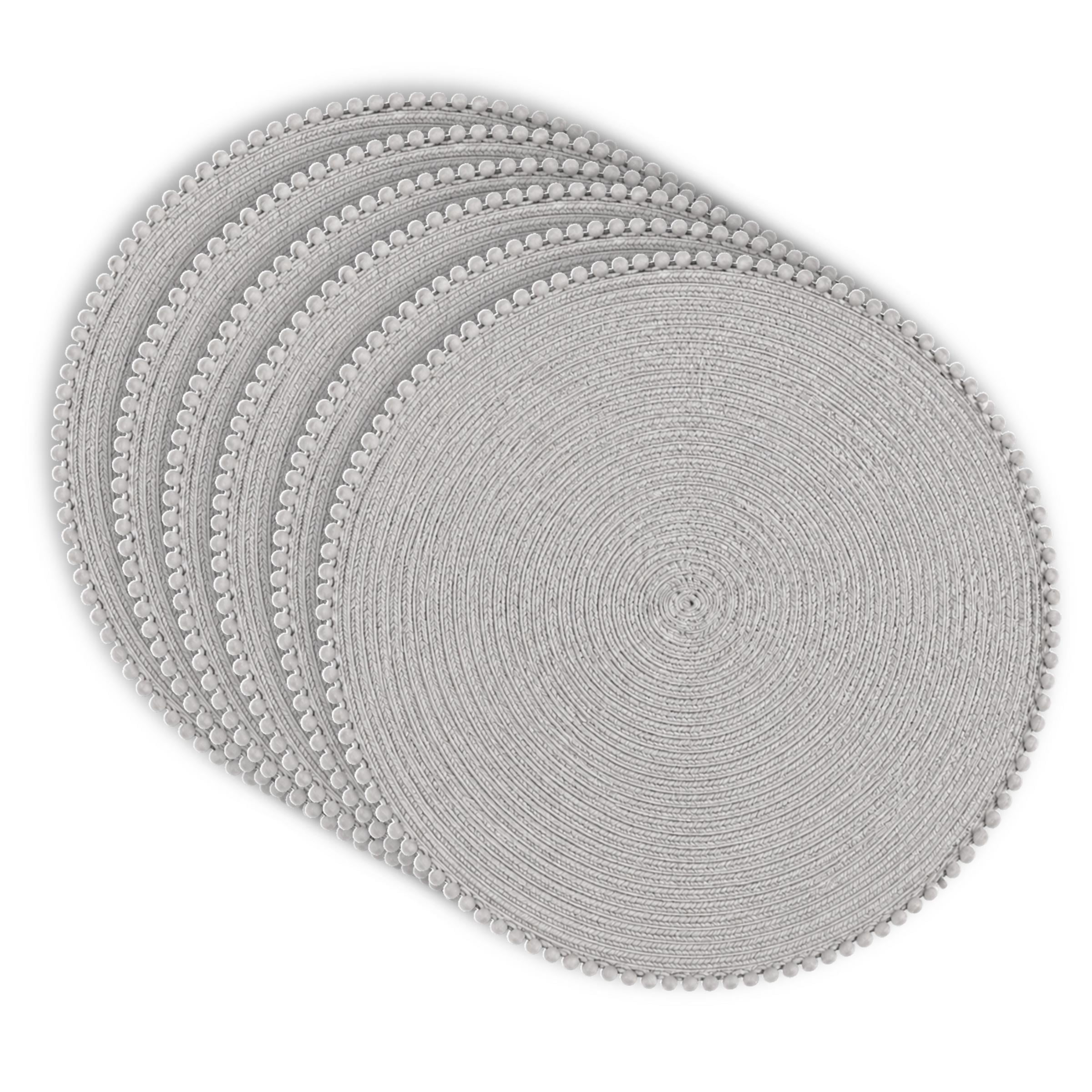 Dainty Home Set of 6 Placemats | Elegant and Durable | 15x15 in Round Woven Non-Slip Washable Place Mats | Tear-Resistant Heat | Resistant Placemats