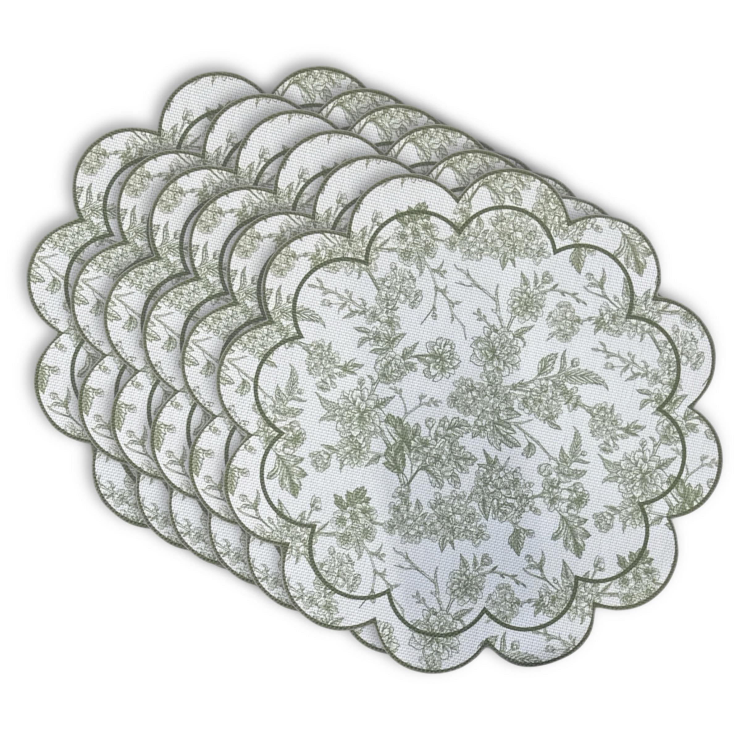 Dainty Home Set of 6 Placemats | Elegant and Durable | 15x15 in Round Woven Non-Slip Washable Place Mats | Tear-Resistant Heat | Resistant Placemats