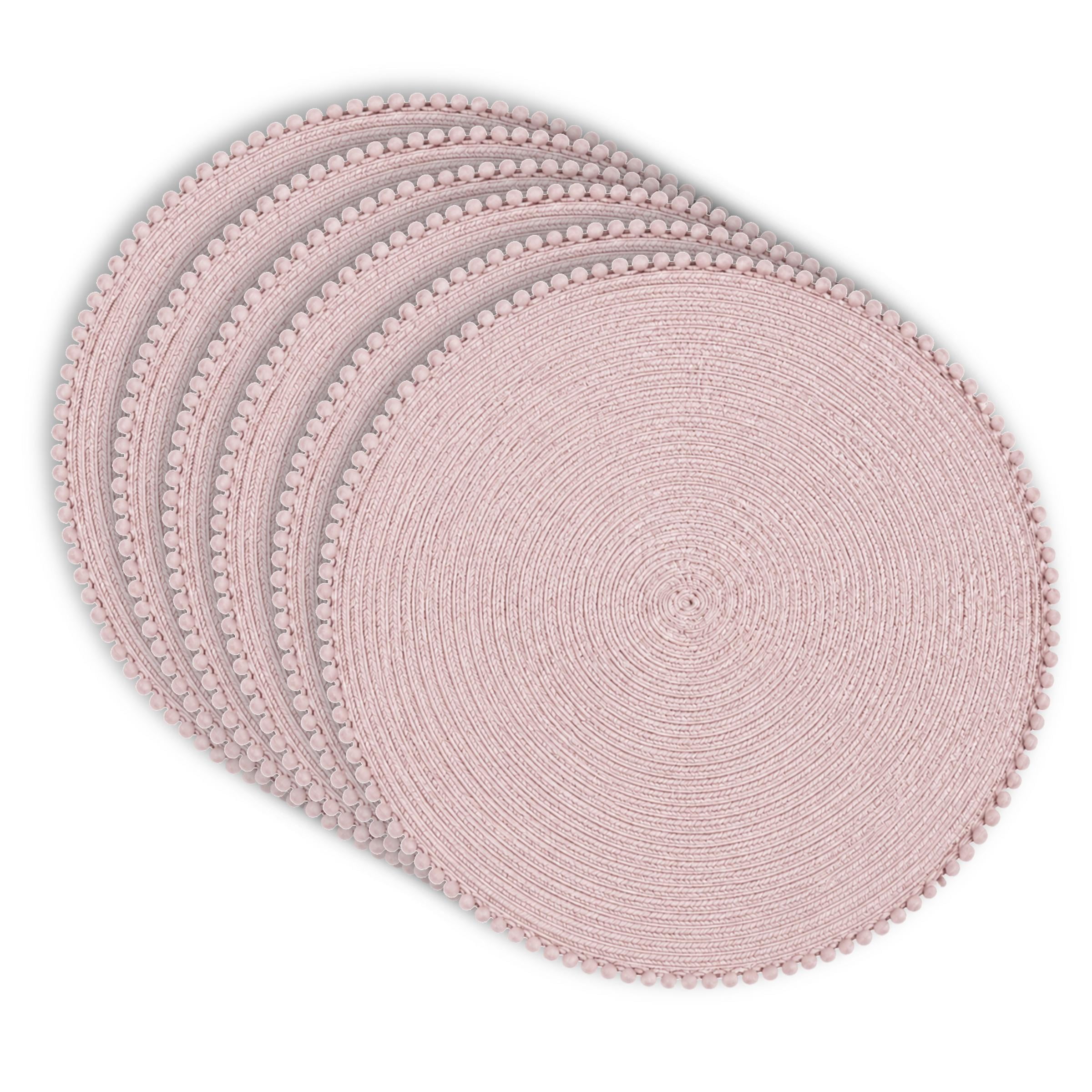 Dainty Home Set of 6 Placemats | Elegant and Durable | 15x15 in Round Woven Non-Slip Washable Place Mats | Tear-Resistant Heat | Resistant Placemats