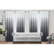 Dainty Home Shades Ombre Rod Pocket Window Curtain Set of 4 Panels in Black