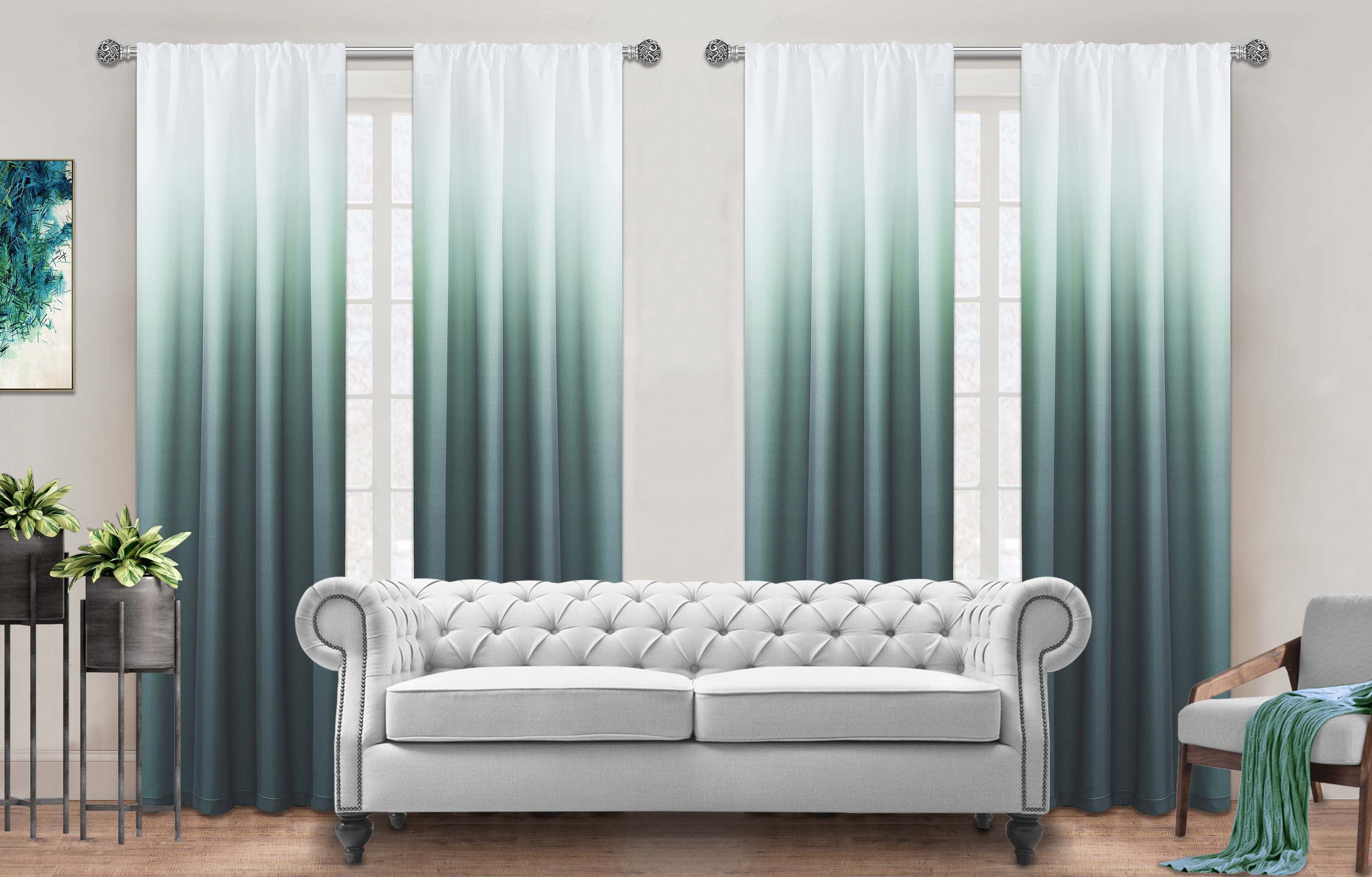Dainty Home Shades Ombre Rod Pocket Window Curtain Set of 4 Panels in Blue