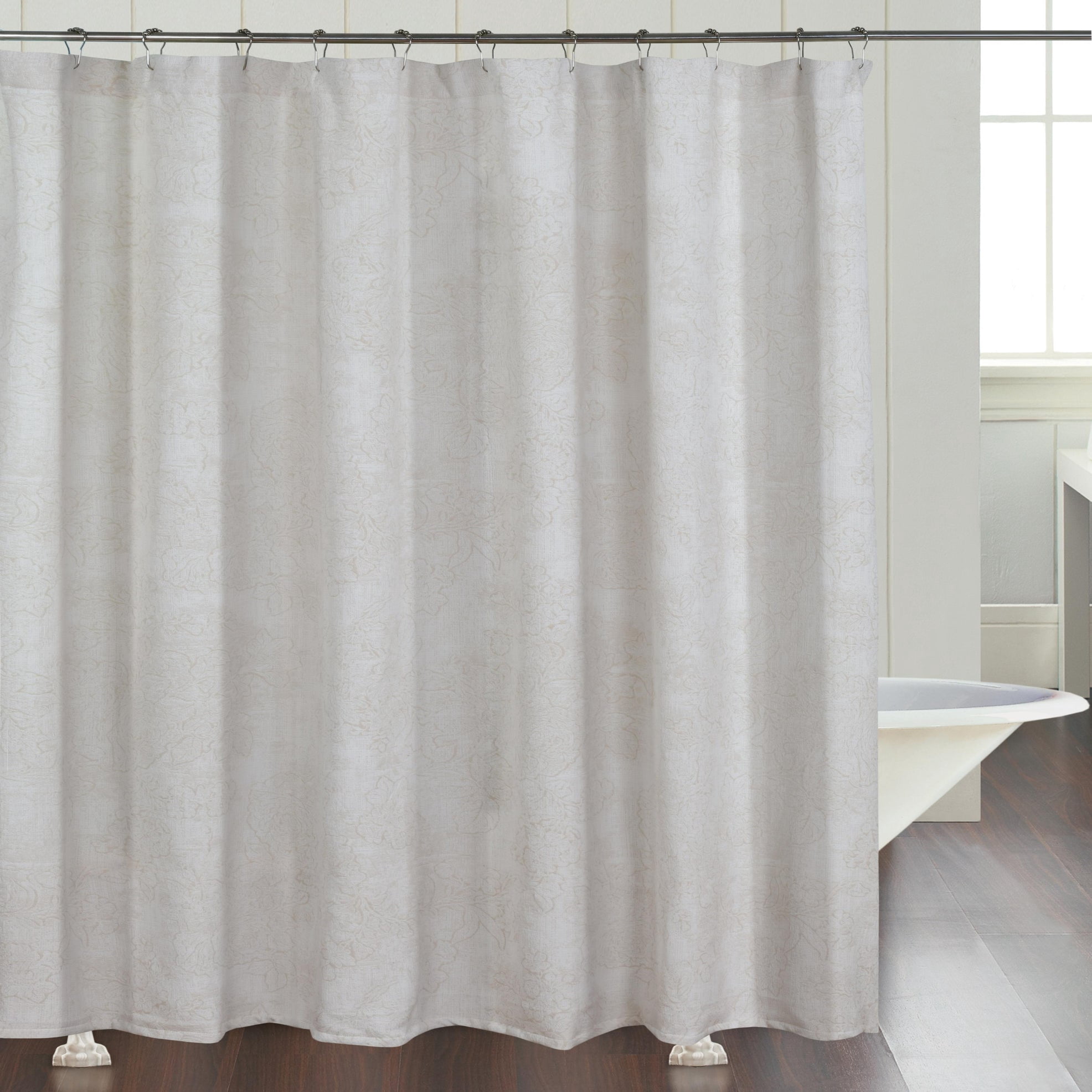 Dainty Home Shelley Heavy Floral Jacquard Shower Curtain, Textured Polyester Fabric, 72 x 72 Inches