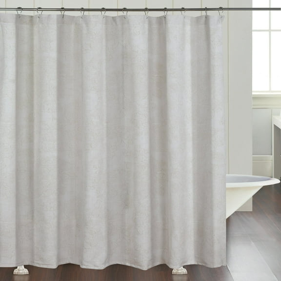 Dainty Home Shelley Heavy Floral Jacquard Shower Curtain, Textured Polyester Fabric, 72 x 72 Inches