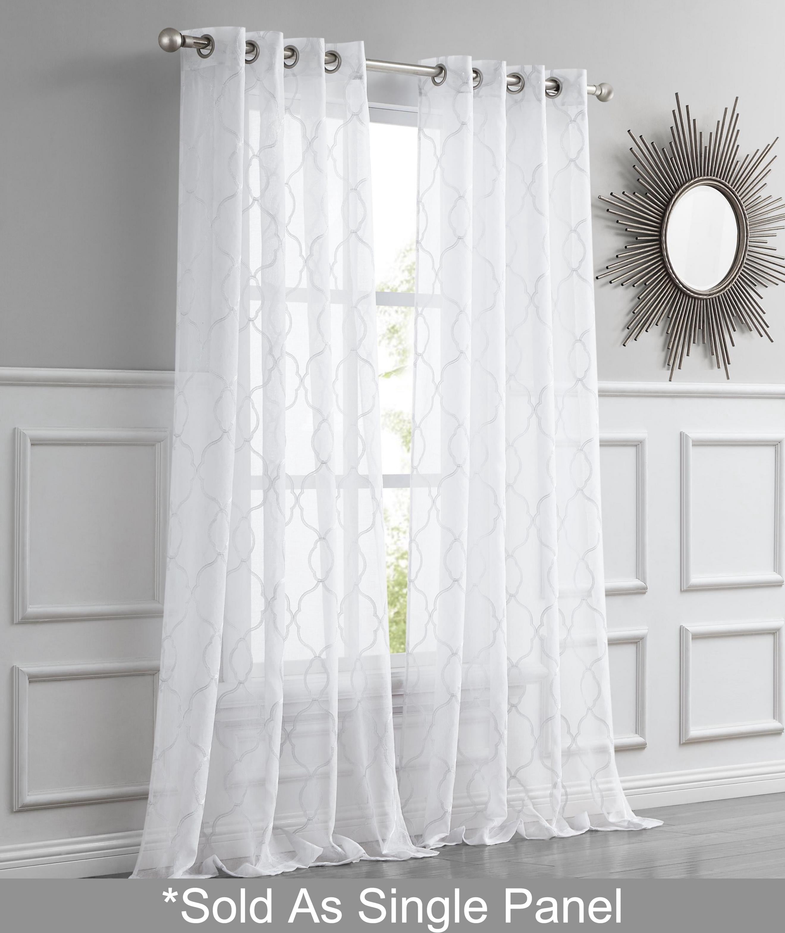 Dainty Home Single Light Filtering Grommet Curtain Panel, Metallic Embroidered, 54"x84"