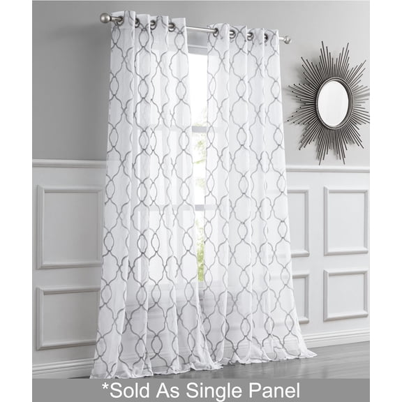 Dainty Home Single Light Filtering Grommet Curtain Panel, Metallic Embroidered, 54"x84"