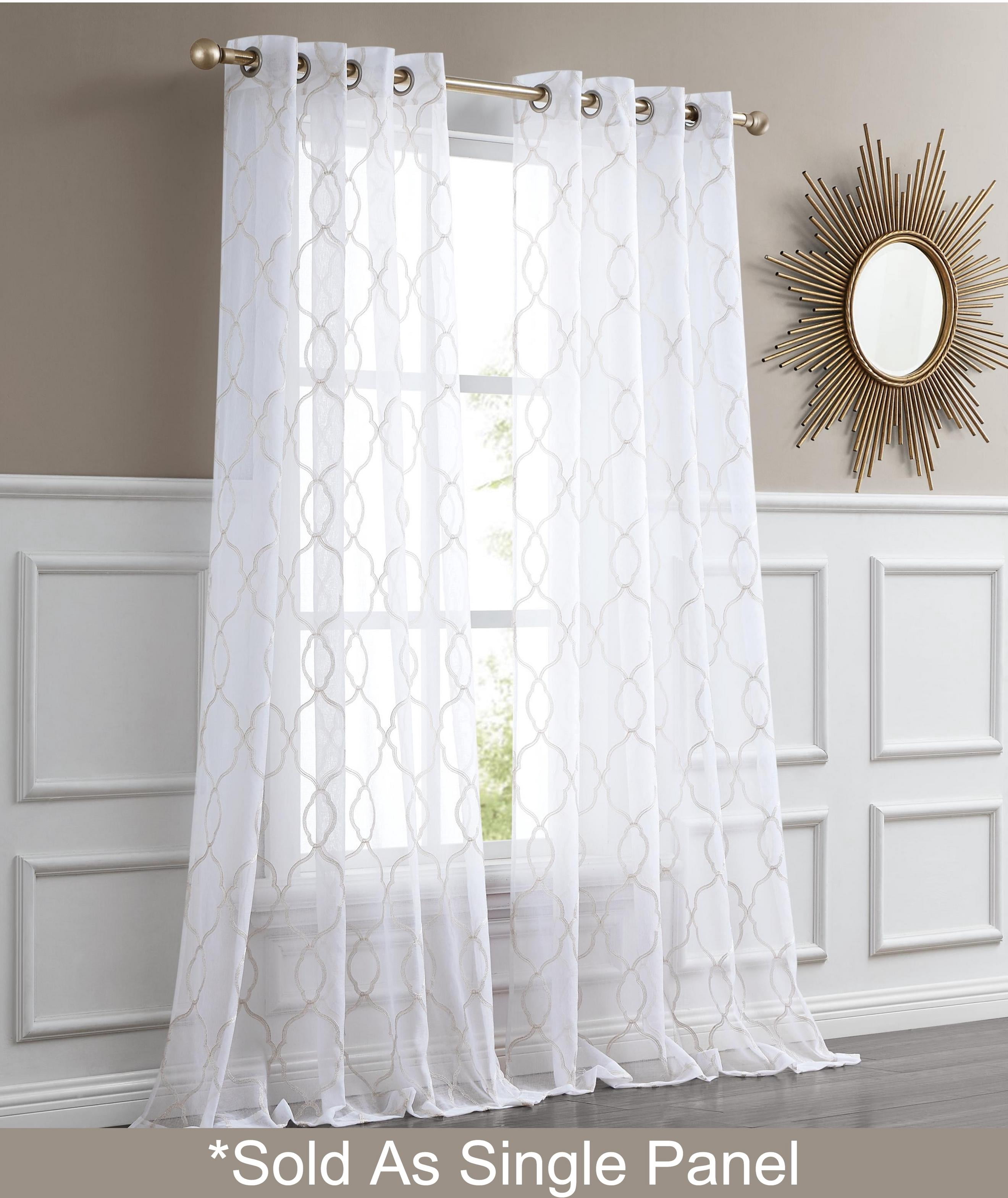 Dainty Home Single Light Filtering Grommet Curtain Panel, Metallic Embroidered, 54"x84"