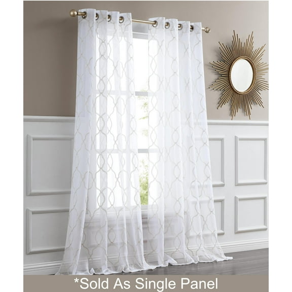 Dainty Home Single Light Filtering Grommet Curtain Panel, Metallic Embroidered, 54"x84"