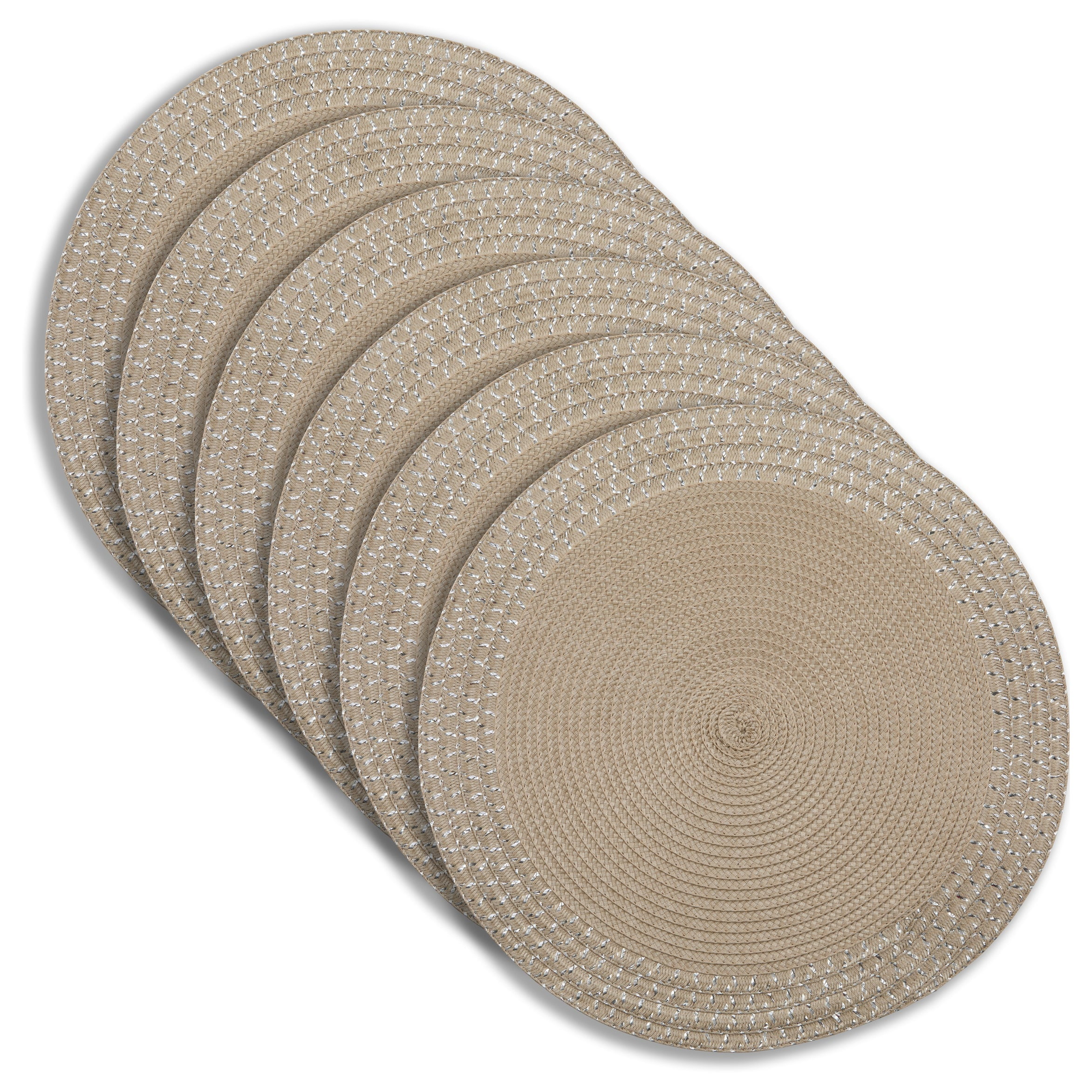 Dainty Home Set of 6 Placemats | Elegant and Durable | 15x15 in Round Woven Non-Slip Washable Place Mats | Tear-Resistant Heat | Resistant Placemats