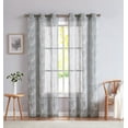 thumbnail image 1 of Dainty Home Stella 3D Floral Chenille Embroidered Solid Sheer 76" x 84" Window Curtain Panel Pair in Grey, 1 of 8