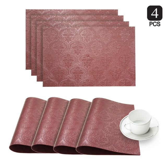Dainty Home Venecia Placemat, 12"x18", Burgundy, Set of 4