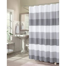 Dainty Home Waffle Weave Ombre Stripe Fabric Shower Curtain, 70 x 72 In Grey