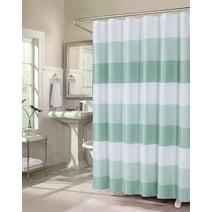 Dainty Home Waffle Weave Ombre Stripe Fabric Shower Curtain, 70 x 72 In Spa