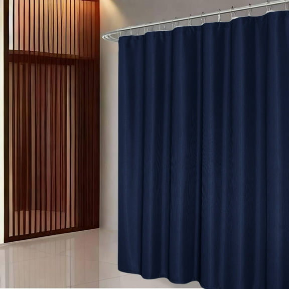 Dainty Home Waffle Weave Textured Fabric Shower Curtain, 70” x 72", Navy