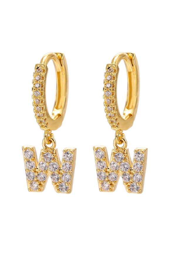 Dainty Hoop Earrings, Czzoypi Sparkly Rhinestone Initial Pendant Drop Earrings for Women, Tarnish-Resistant Alloy Letter Alphabet Dangle Earrings Fashion Jewelry Gifts