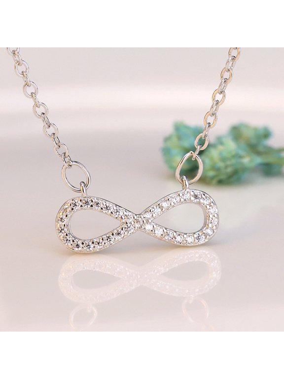Dainty Infinity Pendant Necklace for Women 14K Gold Plated Stainless Steel Crystal Love Charms Choker Chain Adjustable Necklaces Delicate Wedding Anniversary Birthday Jewelry Gift