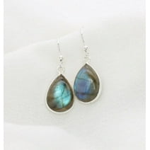 Dainty Labradorite earrings Sterling Silver Tear Drop Dangle Stylish Earring for Women Gift Jewelery