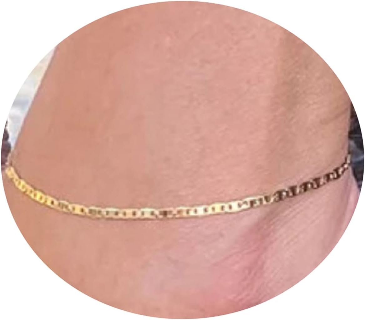Pencros Dainty Layered Anklet - 14K Gold Filled Adjustable Chain With Heart & Bead Charms For Women & Teens
