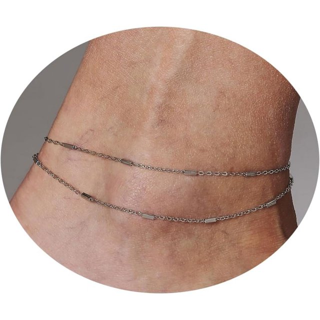 Dainty Layered Anklet,14K Gold Filled Cute Beads Satellite Chain Heart