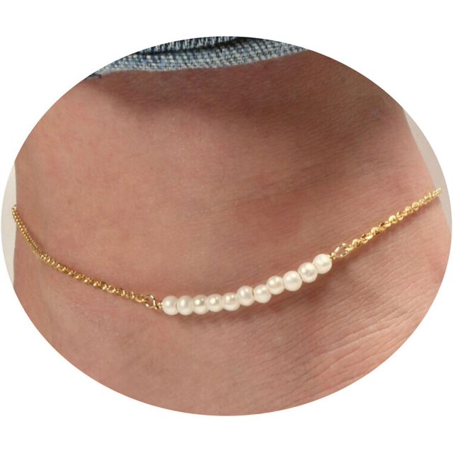 Dainty Layered Anklet,14K Gold Filled Cute Beads Satellite Chain Heart
