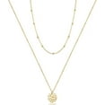 thumbnail image 1 of Dainty Layered Choker Necklace, Handmade 14K Gold Plated Y Pendant Necklace Multilayer Bar Disc Necklace Adjustable Layering Choker Necklaces for Women, 1 of 7