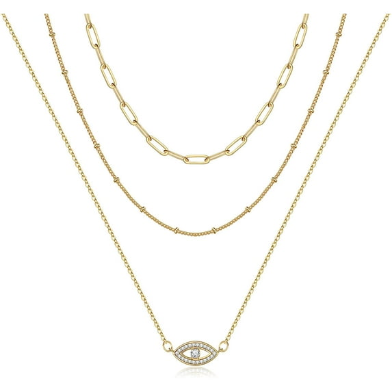 Dainty Layered Choker Necklace Handmade 14K Gold Plated Y Pendant Dainty Layered Choker Necklace Handmade 14K Gold Plated Y Pendant