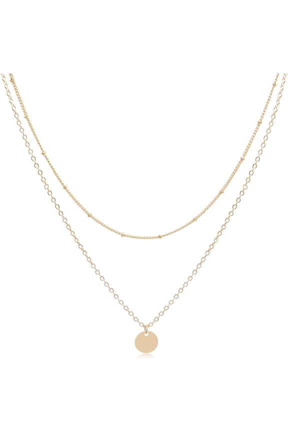 Dainty Layered Choker Necklaces Handmade Coin Tube Star Pearl Pendant Multilayer Adjustable Layering Chain Gold Plated Necklaces Set For Women[o3830]