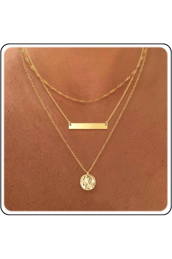 Dainty Layered Choker Necklaces Handmade Coin Tube Star Pearl Pendant Multilayer Adjustable Layering Chain Gold Plated Necklaces Set For Women[o3831]