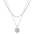 thumbnail image 1 of Dainty Layered Initial Necklaces for Women, 14K Gold Plated Paperclip Chain Necklace Simple Cute Hexagon Letter Pendant Initial Choker Necklace Gold Layered Necklaces for Women Silver, 1 of 6