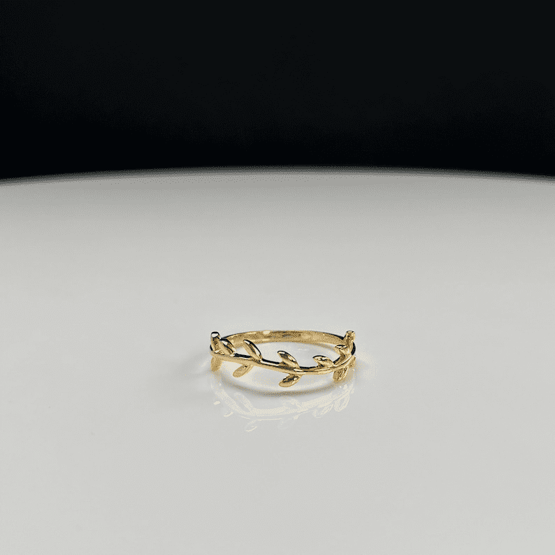 Dainty Leaf Vine Fashion Band For Women In Gold Plated Personalized ...