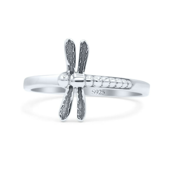Dainty Mini Oxidized Dragonfly Designer Stylish Ring Band 925 Sterling Silver Size 6