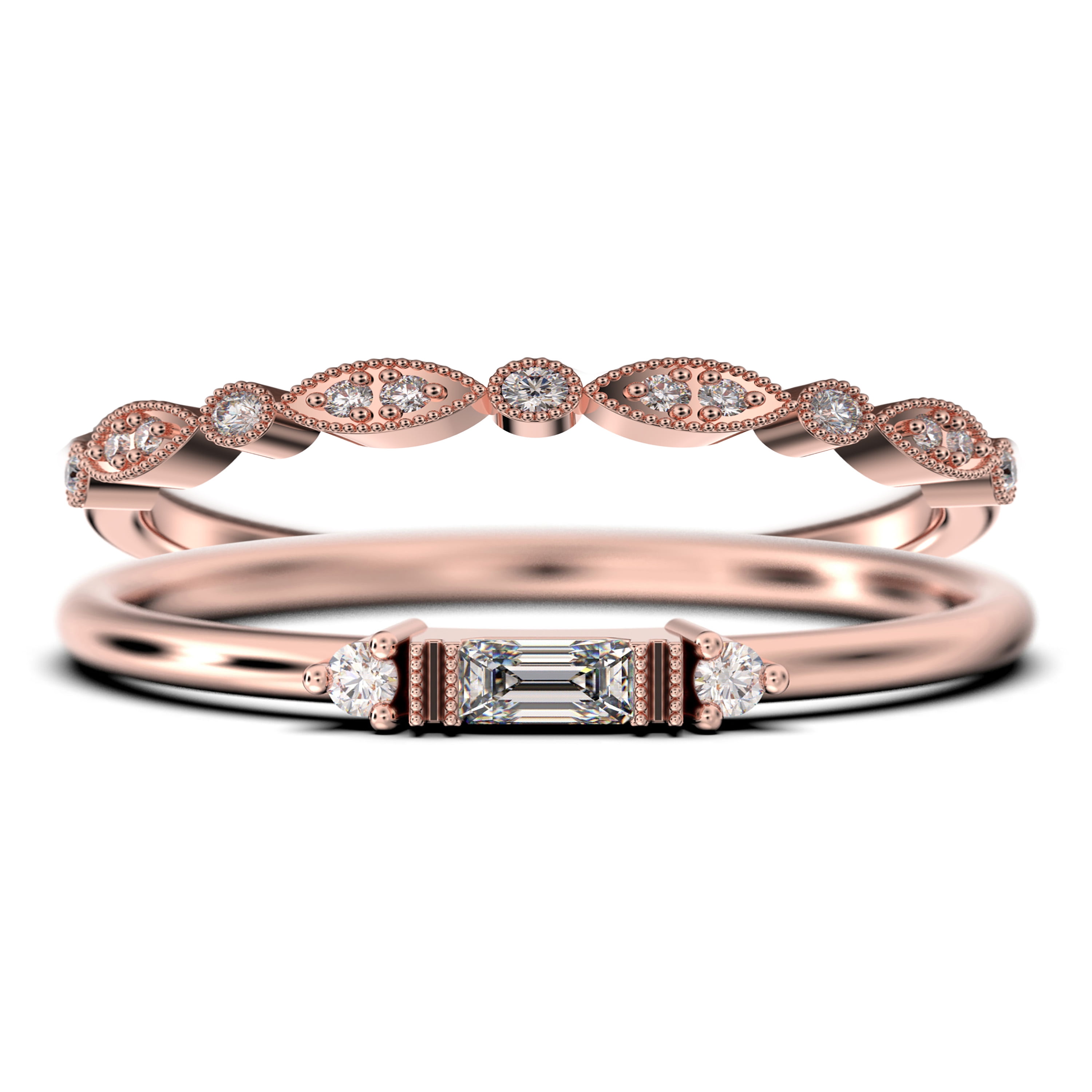 Dainty rose 2024 gold wedding band