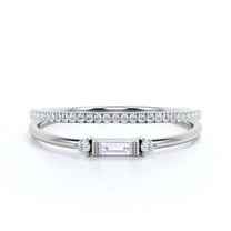 Dainty Minimalist 1.25 Carat Baguette Cut Diamond Moissanite Engagement Ring, Antique Wedding Ring in 10k Solid White Gold, Gift For Her, Bridal Set, Matching Band, Promise Ring, Anniversary Ring
