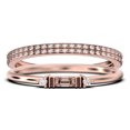 thumbnail image 1 of Dainty Minimalist 1.75 Carat Baguette Cut Morganite And Diamond Moissanite Engagement Ring, Antique Wedding Ring in 10k Solid Rose Gold, Trio Set, Matching Band, Promise Ring, Anniversary Ring, 1 of 4