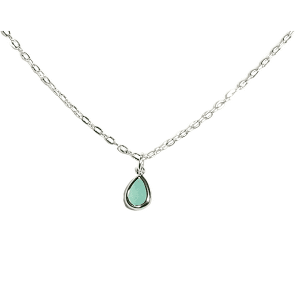 Dainty Minimalist Dusty Green Teardrop Necklace for Layering