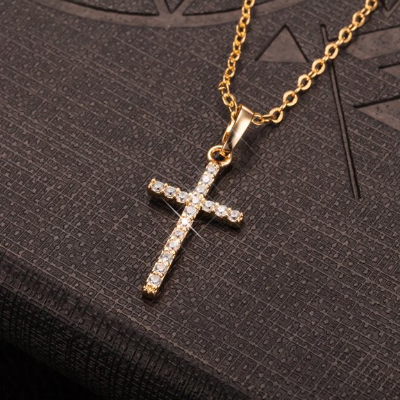 Dainty Necklace - Cross Necklace Handmade Gold Tone necklace  silver tone