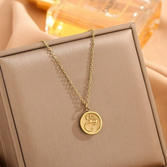 Dainty Necklace Initial Necklace For Women Round Moon star Clover Pendant Chain Coin Necklaces