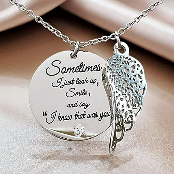 Dainty Necklace, Pendant Necklace for Women, Angel Wing Necklace, Silver