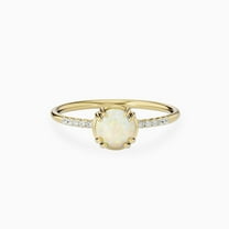Dainty Opal and Moissanite Ring – 10k Gold Plated Gemstone Engagement Ring for Her