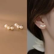 SMARTMAKEX Dainty Pearl Earrings,Pearl Ear Climber,Ear Crawlers,Minimalist Pearl Stud Earrings,Climber Earrings,Bridal Wedding Earrings,Bridesmaid Gift
