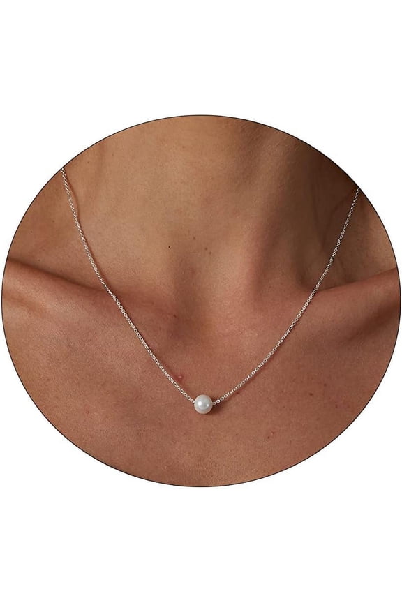 Dainty Pearl Pendant Necklaces For Women 14K Gold Plated Barque Pearl Chain Necklace Delicate Handmade Cultured Pearl Necklace Everyday Jewelry For Gifts[o7008]
