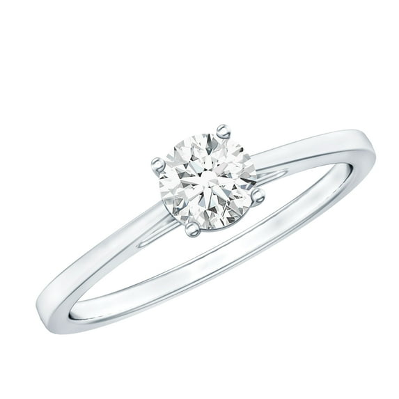 Rosec Jewels Dainty Promise Ring with Solitaire Moissanite for Women (D Color VS1 Clarity), 14K White Gold, US 4.00