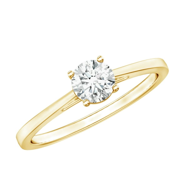 Rosec Jewels Dainty Promise Ring with Solitaire Moissanite for Women (D Color VS1 Clarity), 18K Yellow Gold, US 9.50