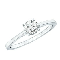 Rosec Jewels Dainty Promise Ring with Solitaire Moissanite for Women (D Color VS1 Clarity), 925 Sterling Silver, US 4.00