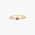 thumbnail image 1 of Dainty Ruby Red 3A CZ Flower Gold Birthstone Ring, 1 of 5